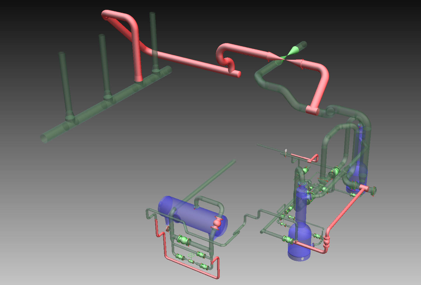 Modelo 3D de un sistema de tuberías de proceso